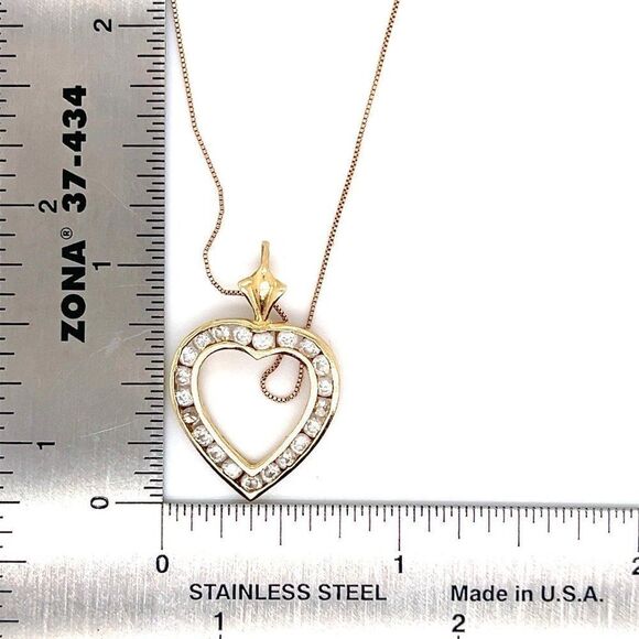 10k YG Cz Heart Necklace - Picture 6 of 8